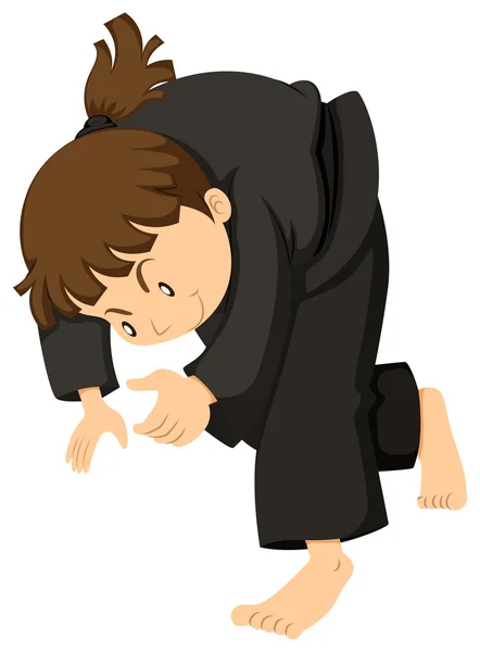 Girl in black outfit doing judo — Stock Vector