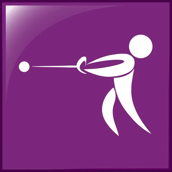 Conception d'icône de sport pour lancer un marteau sur fond violet — Image vectorielle