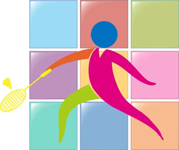 Sport pictogram ontwerp voor badminton in kleuren — Stockvector