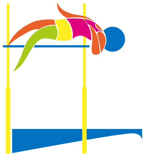 Conception d'icône de sport pour le saut en hauteur dans les couleurs — Image vectorielle