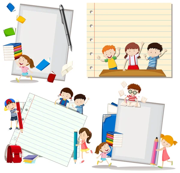 Paper design with children at school — Stock Vector