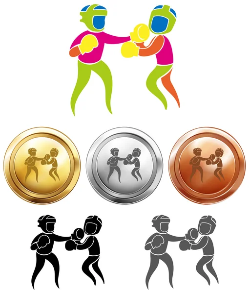 Diseño de icono deportivo para boxeo y medallas — Vector de stock