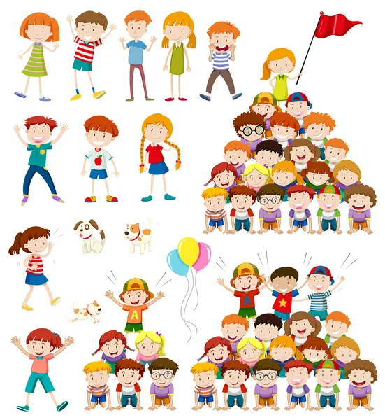 Enfants et pyramide humaine — Image vectorielle