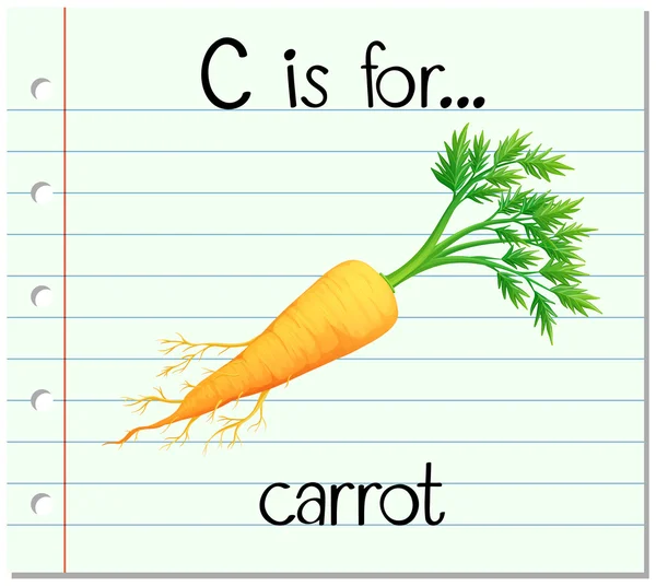Huruf Flashcard C adalah untuk wortel - Stok Vektor
