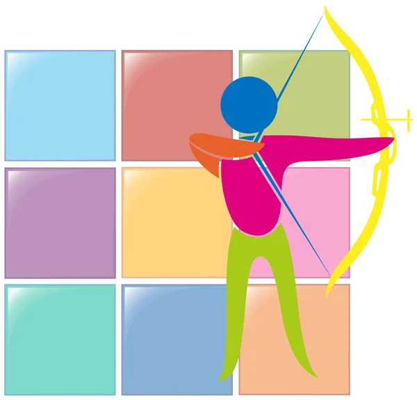 Diseño de icono deportivo para tiro con arco en colores — Vector de stock