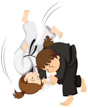 Judo oynayan iki kız