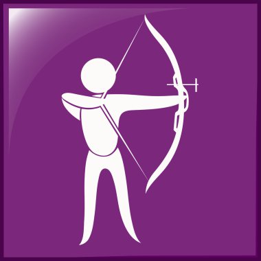 Okçuluk kutsal kişilerin resmi üstünde mor arka plan