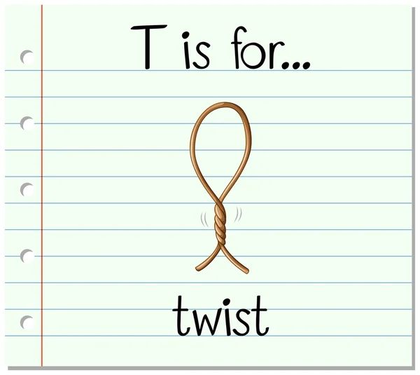 Flashcard bokstaven T är för twist — Stock vektor