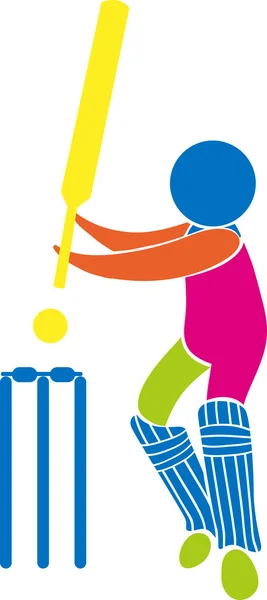 Icono de cricket en multicolor — Vector de stock