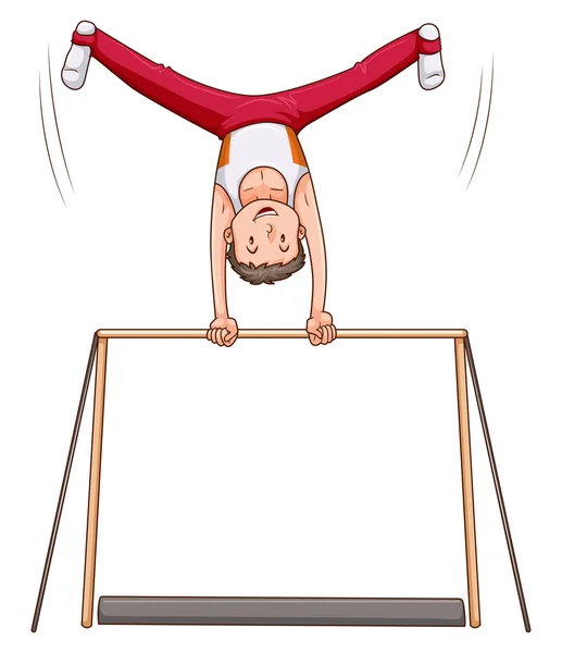 Спортсмен занимается гимнастикой на баре — стоковый вектор