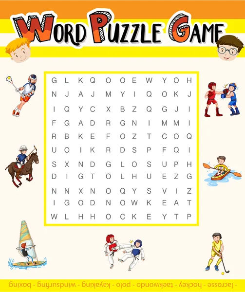 Jeu de puzzle Word avec thème sport — Image vectorielle