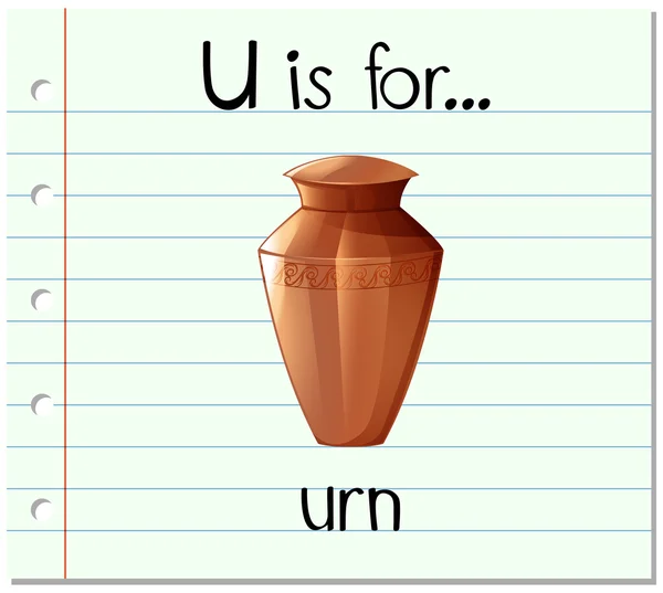 Tanulókártya betű U az urna — Stock Vector