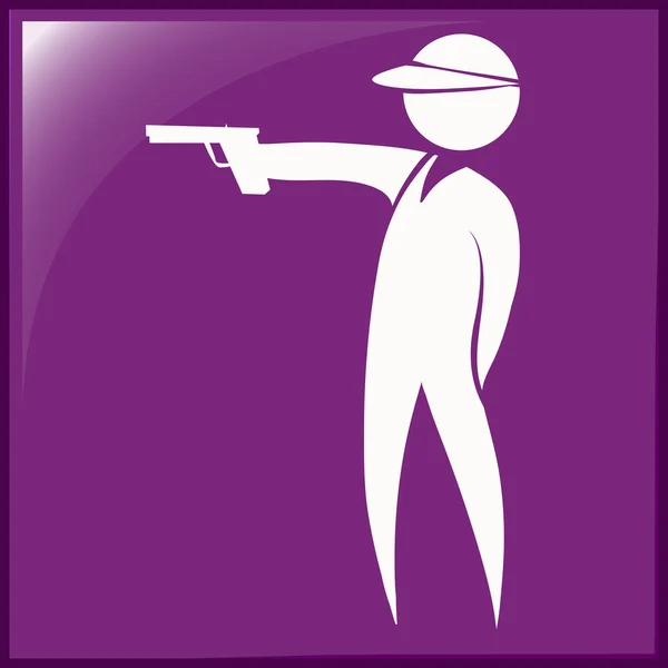 Icono deportivo para pistola de tiro sobre fondo púrpura — Vector de stock