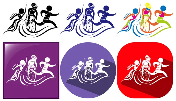 Triathlon icon in three designs — Stock Vector