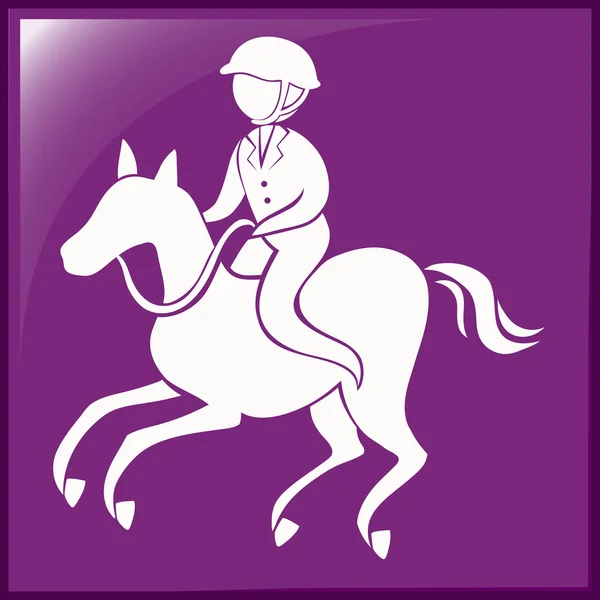 Ícone de esporte para equestrain no fundo roxo — Vetor de Stock