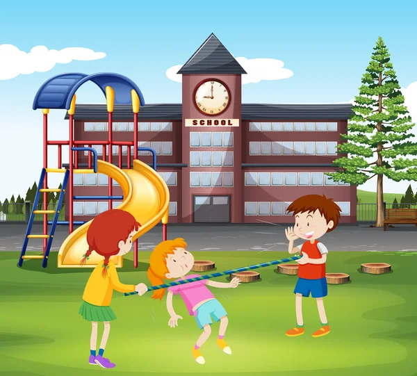Barn som leker med bar i lekparken — Stock vektor
