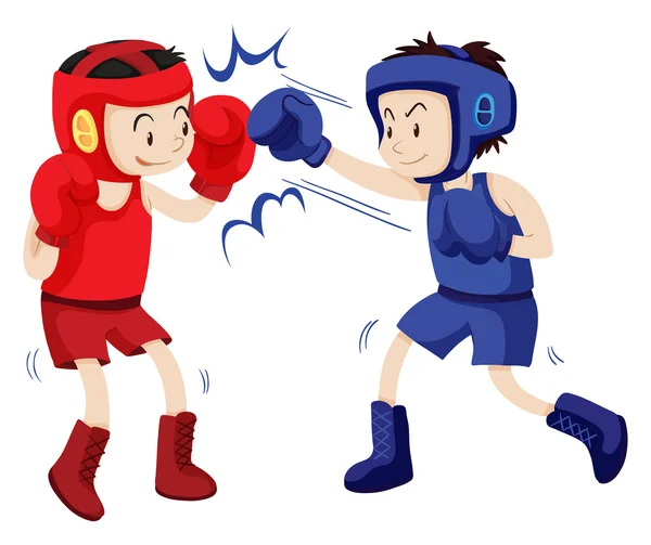 Boxers in blue and red outfits — Stock Vector