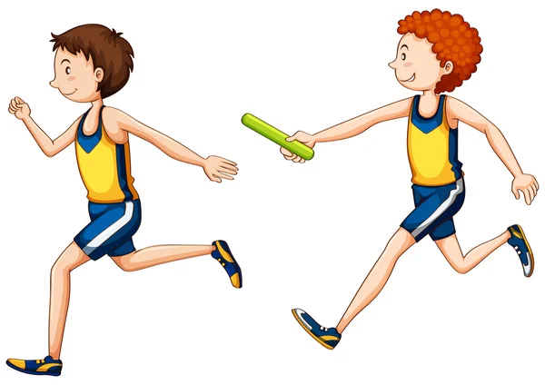 Two running doing relay race — Stock Vector