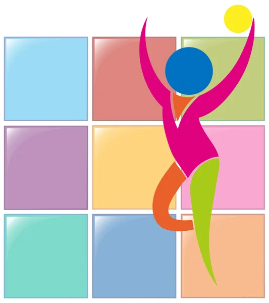 Gymnastique avec icône de balle en couleurs — Image vectorielle