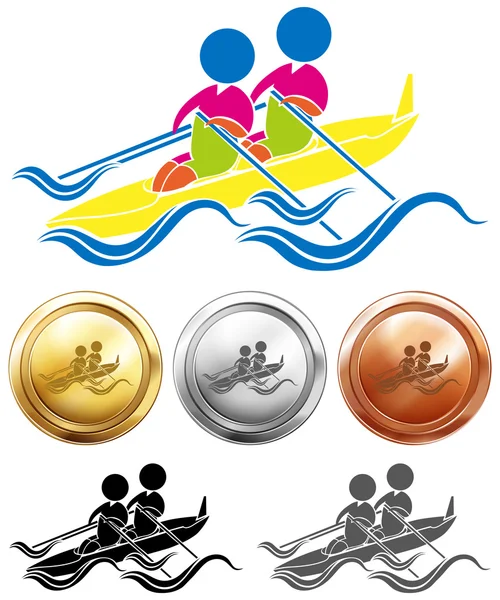 Kayaking icon and sport medals