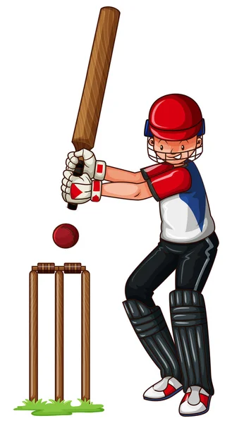 Man atleet spelen cricket — Stockvector