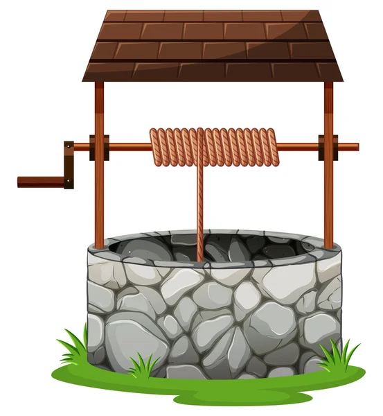 Stone well with rooftop — Stock Vector