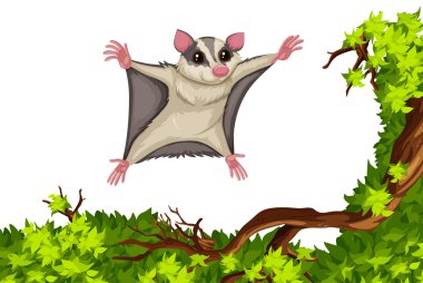 Flying squirrel flying over the tree clipart
