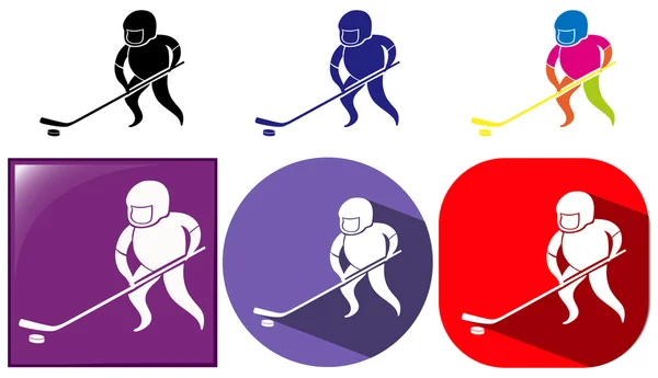 Icono de hockey en tres diseños — Vector de stock