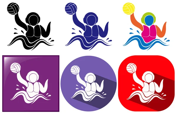 Waterpolo pictogram in drie ontwerp — Stockvector