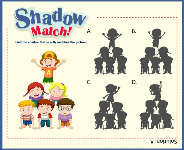 Modèle de jeu avec des enfants assortis ombre — Image vectorielle