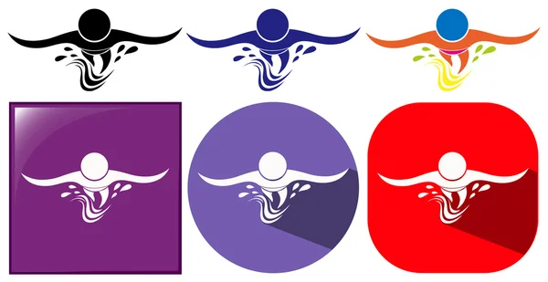 Zwemmen pictogram in drie ontwerpen — Stockvector