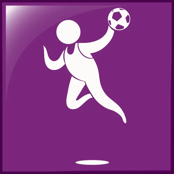 Handball-Ikone auf lila Hintergrund — Stockvektor