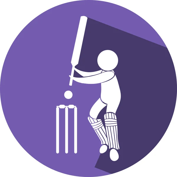 Ícone de críquete no emblema redondo — Vetor de Stock