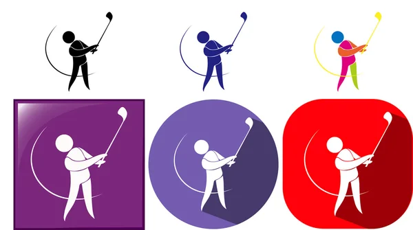 Pictogram van de sport van golf in drie ontwerpen — Stockvector