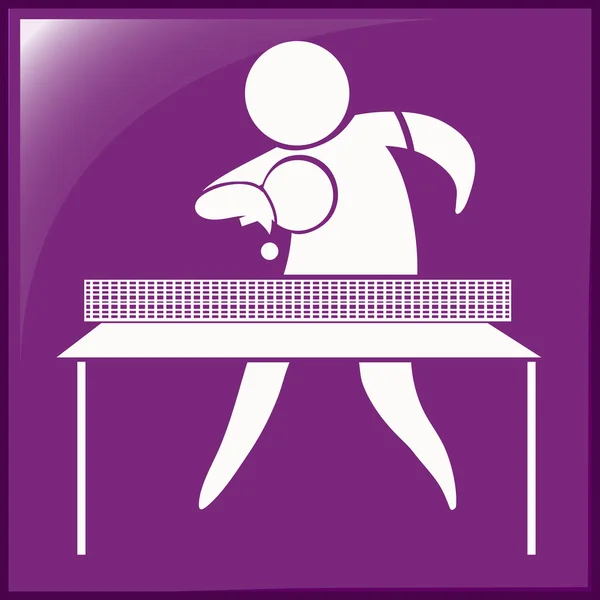 Значок настольного тенниса на фиолетовом фоне — стоковый вектор