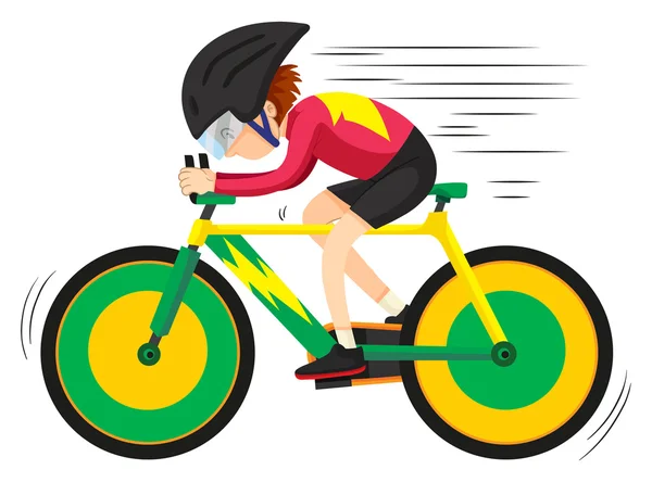 Cyclist riding on mountain bike — Stock Vector