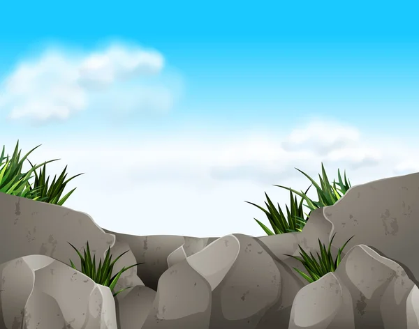 Scène nature avec rochers et ciel — Image vectorielle