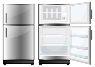 Refridgerator with closed and opened door clipart