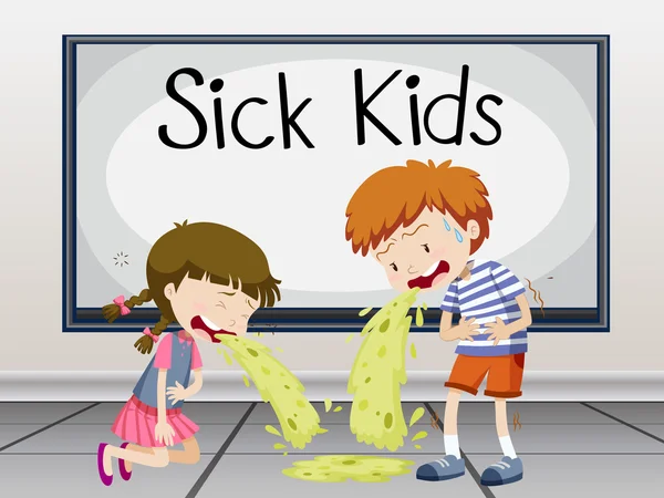 Garçon et fille tomber malade — Image vectorielle