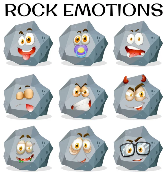 Rock avec différentes expressions faciales — Image vectorielle