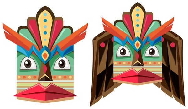 Máscara artesanal feita de madeira —  Vetores de Stock