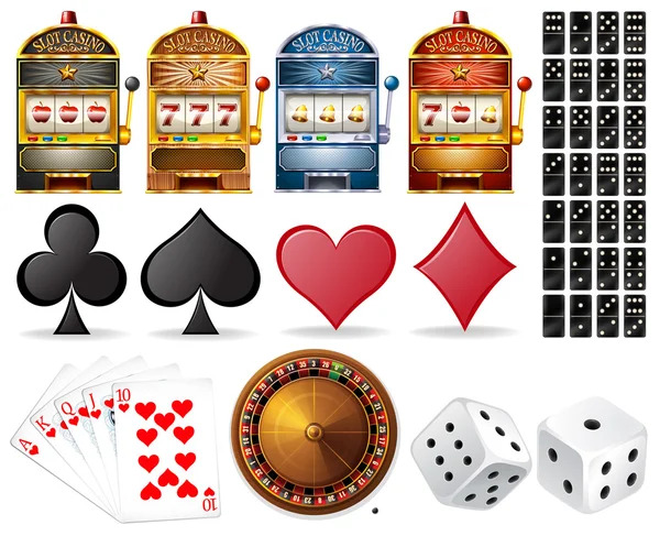 赌场，卡和游戏设置 — 图库矢量图片