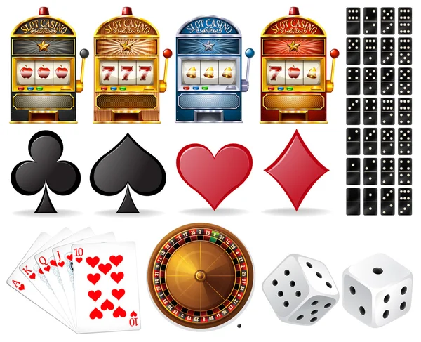 Casino, kártya és játékok — Stock Vector