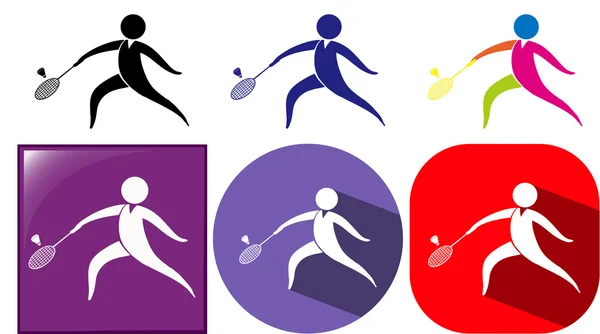 Iconos deportivos para bádminton — Archivo Imágenes Vectoriales