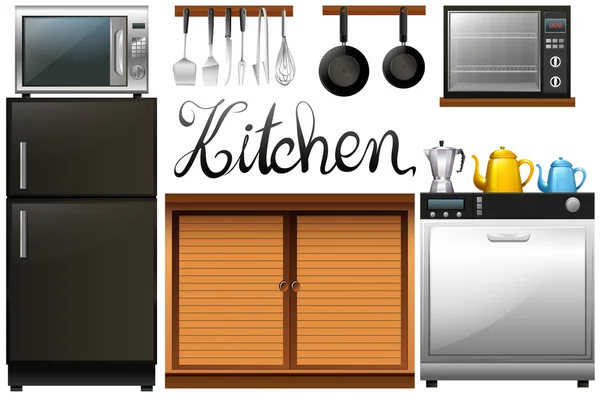 Küche voller Geräte und Möbel — Stockvektor