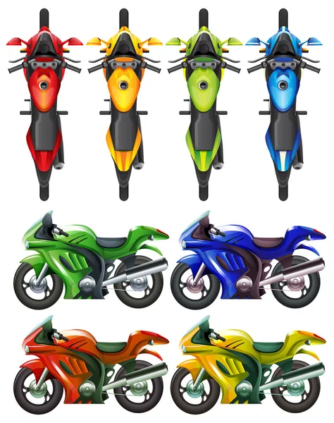 Ensemble de moto dans de nombreuses couleurs — Image vectorielle