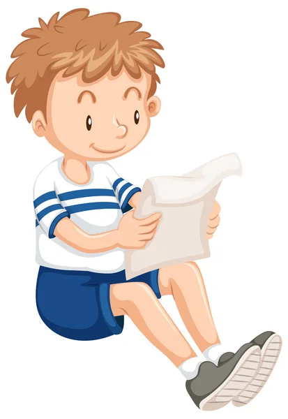 Niño leyendo de papel — Archivo Imágenes Vectoriales