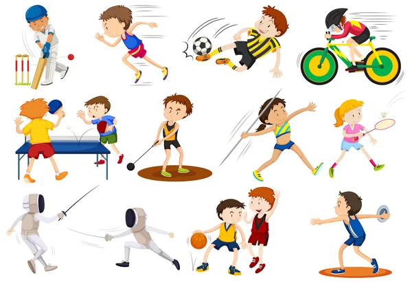 People doing different kinds of sports — Stock Vector