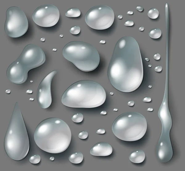 Gota de agua fijada sobre fondo gris — Archivo Imágenes Vectoriales