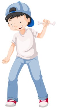 Kemik elinde tutan küçük çocuk